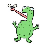 cartoon frog catching fly N19