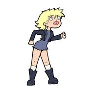 cartoon girl in leather jacket N14