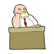cartoon bored man at desk N13