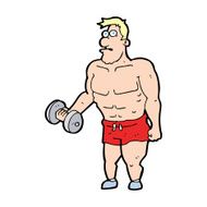 Cartoon Man Lifting Weights N27