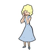 cartoon worried woman N109