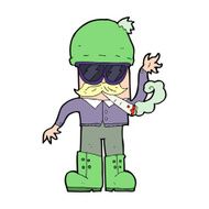 cartoon man smoking pot N14