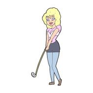 Cartoon Woman Playing Golf N31