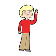 cartoon friendly boy waving N14