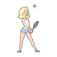 cartoon woman playing tennis N12