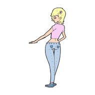 cartoon pretty girl in jeans and tee N14
