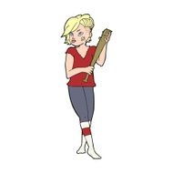 cartoon pretty punk girl with baseball bat N14