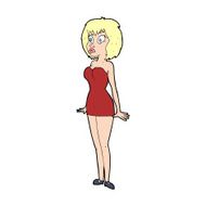 cartoon surprised woman in short dress N14