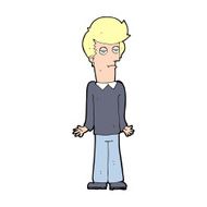 cartoon bored man shrugging shoulders N14
