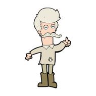 cartoon old man in poor clothes N12