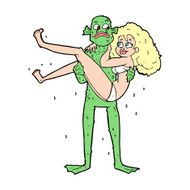 cartoon swamp monster carrying woman in bikini N13