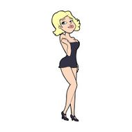 cartoon attractive woman in short dress N14