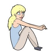 cartoon happy woman sitting N22