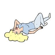 cartoon woman lying on floor N26