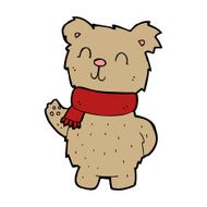 cartoon waving teddy bear N71