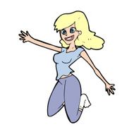 cartoon jumping woman N14