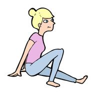 cartoon woman sitting N27