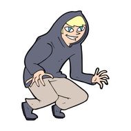 cartoon mischievous boy in hooded top N14