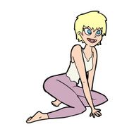 cartoon happy woman sitting on floor N27