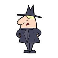 cartoon man in coat and hat N14