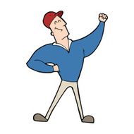 cartoon man striking heroic pose N11