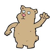 cartoon waving bear N15