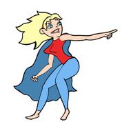cartoon superhero woman pointing N14