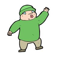 cartoon man in hat waving N14