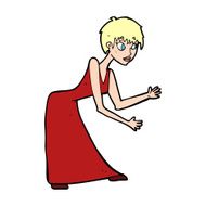 cartoon woman in dress gesturing N14