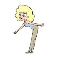 cartoon woman reaching to pick something up N15