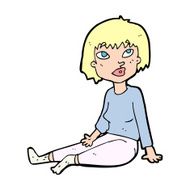 cartoon woman sitting on floor N14