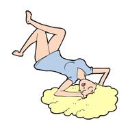 cartoon woman lying on floor N27