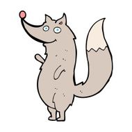 cartoon waving wolf N26