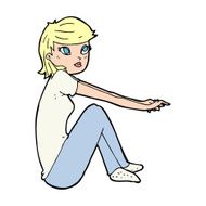 cartoon pretty girl sitting N14