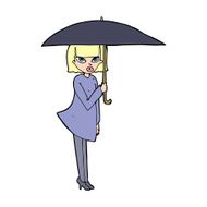 cartoon woman with umbrella N17