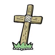 cartoon wooden cross grave N40