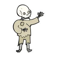 cartoon skeleton waving N14