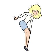 cartoon annoyed woman rubbing knee N13