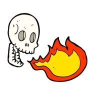 cartoon fire breathing skull N13