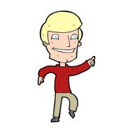 cartoon happy man pointing N83