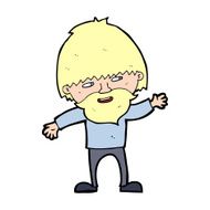 cartoon happy bearded man waving N14