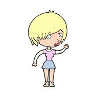 cartoon waving woman N196