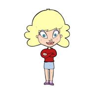 cartoon happy woman with folded arms N27