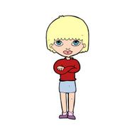 cartoon woman with folded arms N43