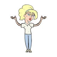 cartoon woman raising hands in air N26