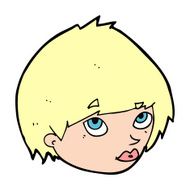 cartoon female face looking up N14