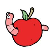 cartooon worm in apple N11