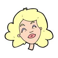 cartoon happy female face N256