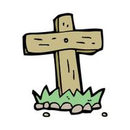 cartoon wooden cross grave N41