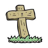 cartoon wooden cross grave N42